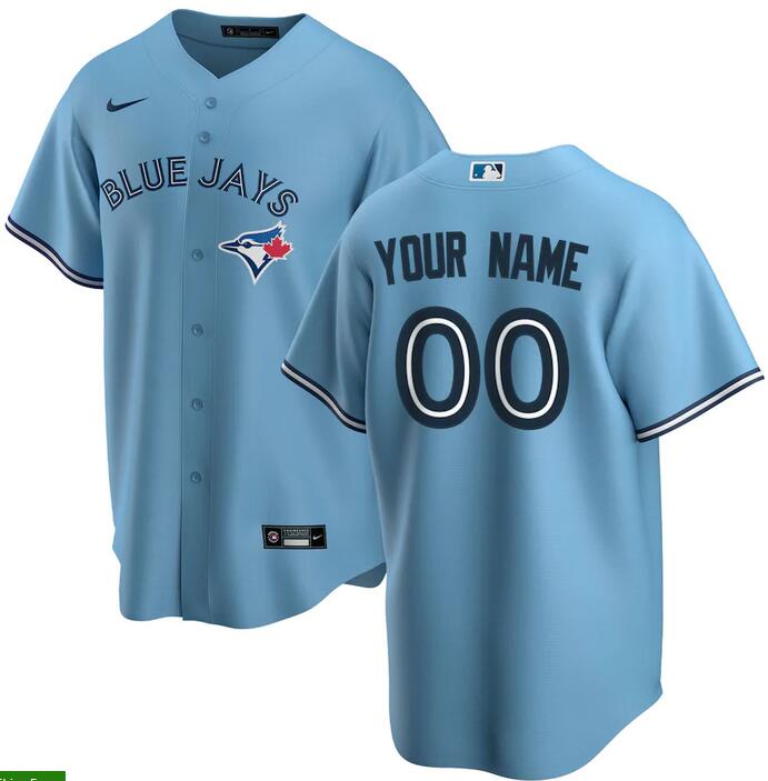Mens Toronto Blue Jays Nike Light Blue Alternate Replica Custom Jersey->toronto blue jays->MLB Jersey